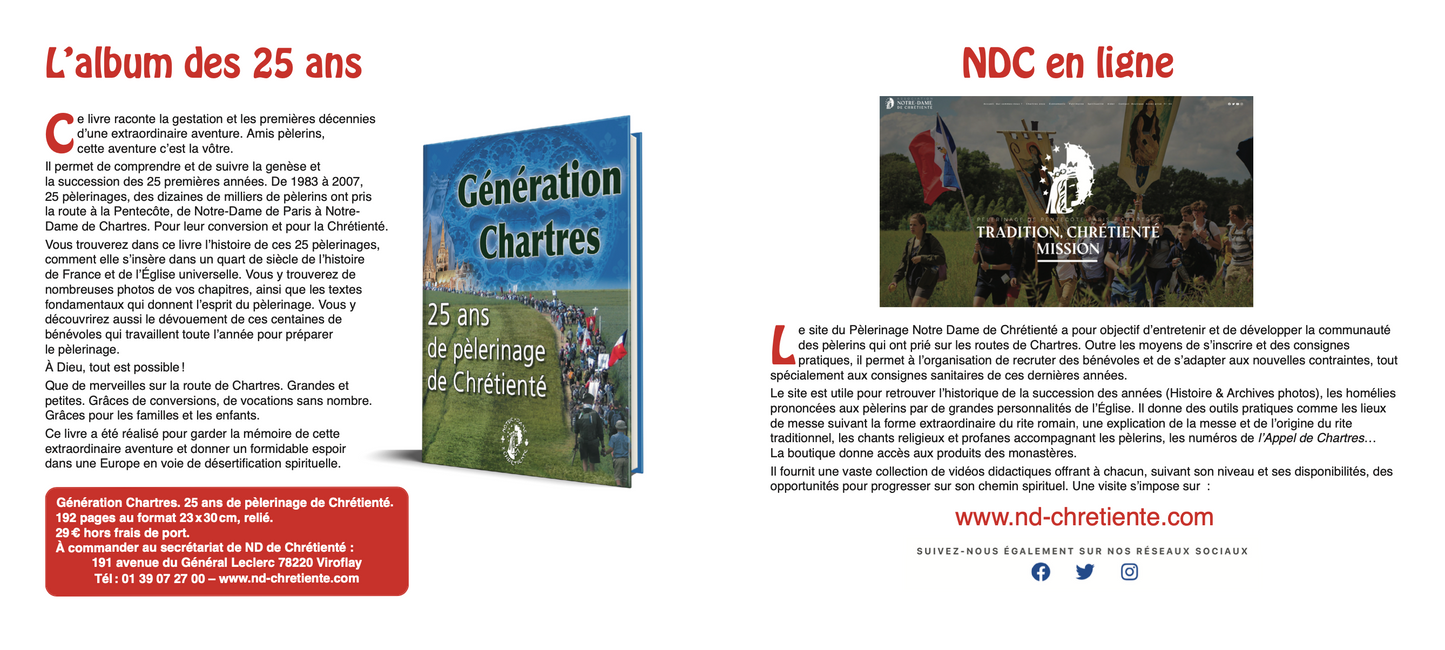 Livre "Générations Chartres, 40 ans de pèlerinages de chrétienté"